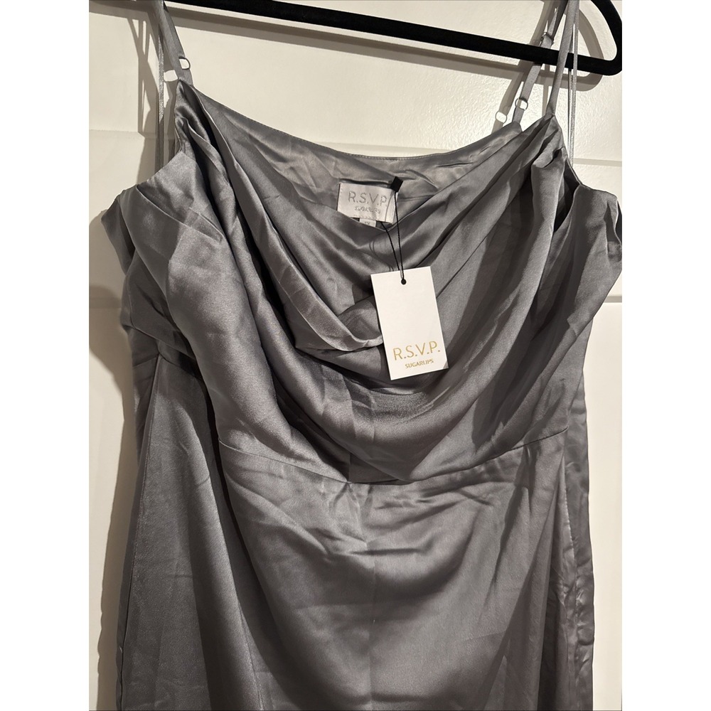 Sugarlips RSVP Charisma Cowl Neck Maxi Dress 1X Gray Silver Bridesmaid RD2005X